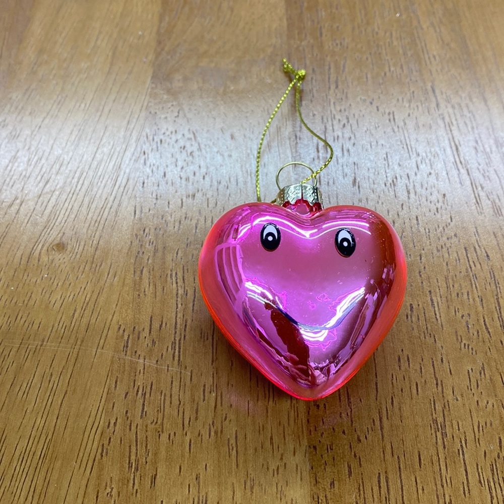 Pink Heart shaped glass ornament